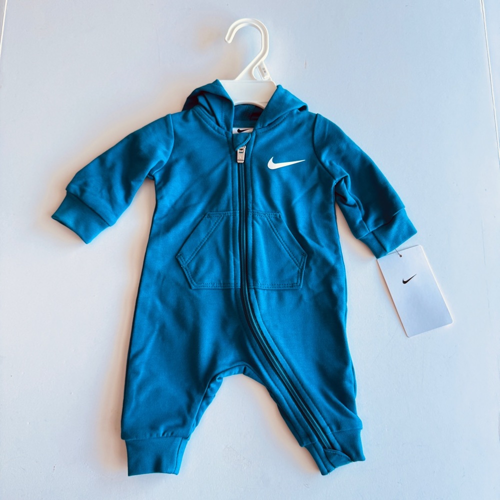 Nike Baby Boys Hooded Long Sleeve Full-Zip Coverall Turquoise Size NWT NEW